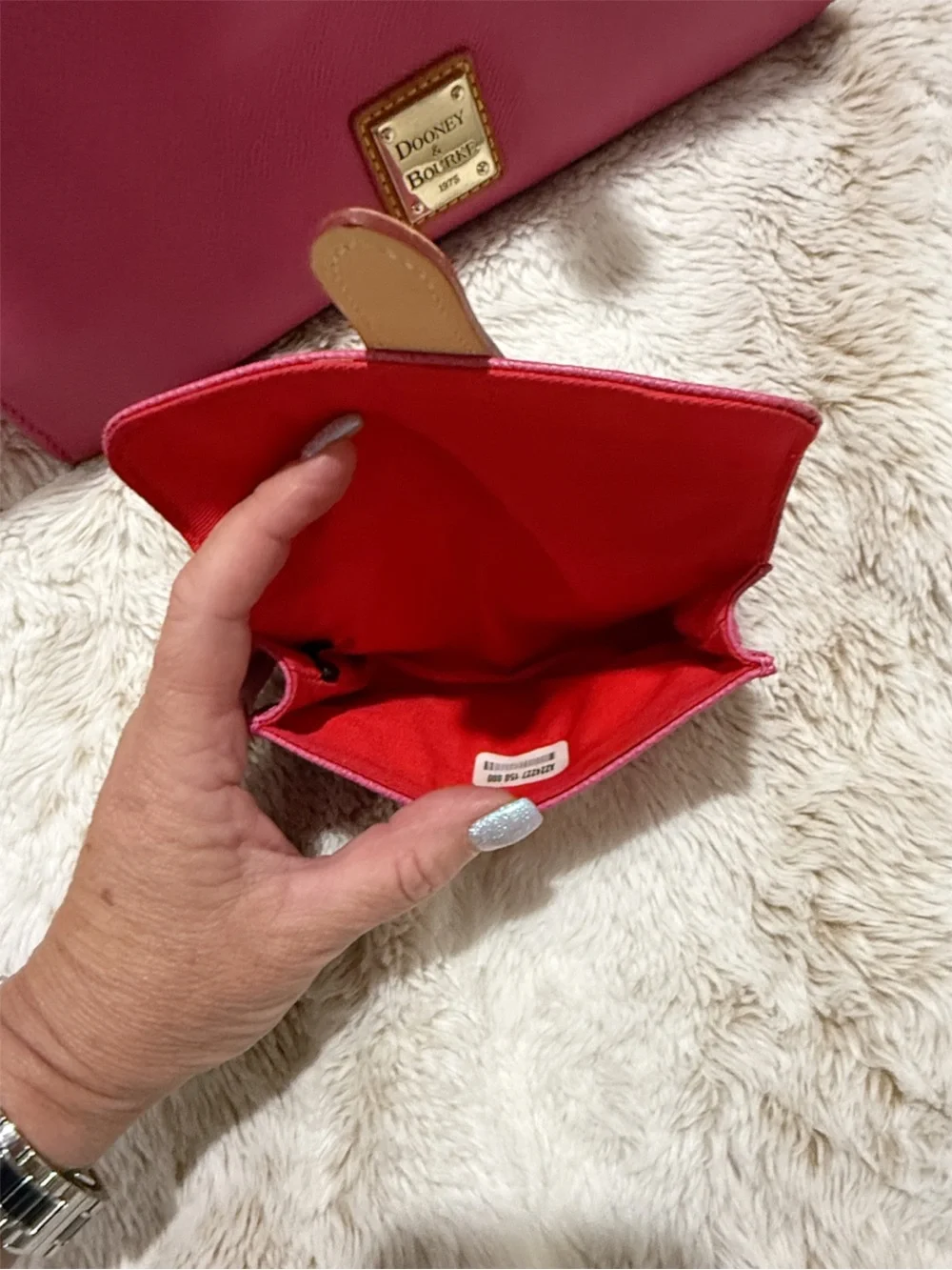 Dooney & Bourke PINK Tote with Tan Leather Handles & matching wallet.